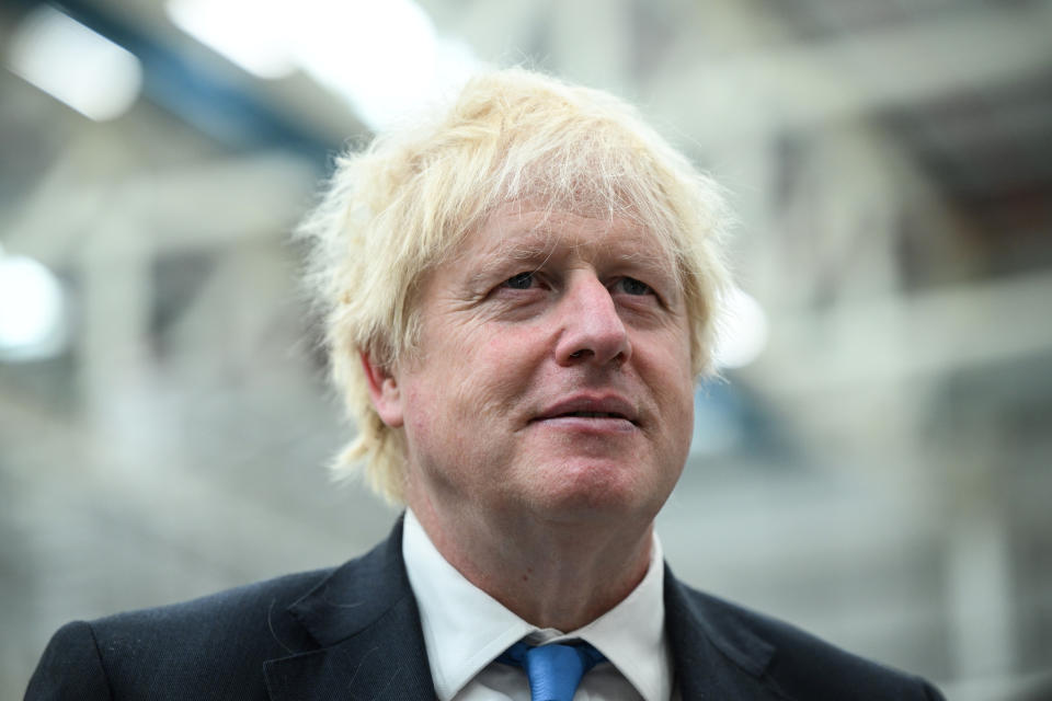 Prime Minister Boris Johnson during a visit to the Airbus UK East Factory in North Wales. Picture date: Friday August 12, 2022.