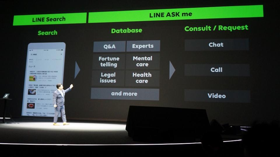 「網紅」搜尋會成LINE Search特別著重的一項功能，LINE也推出了 「LINE ASK me」一對一的諮詢服務。圖／攝影：何佩珊。