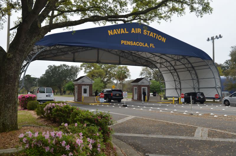 FILE PHOTO: Main gate at Naval Air Station Pensacola is seen on Navy Boulevard in Pensacola