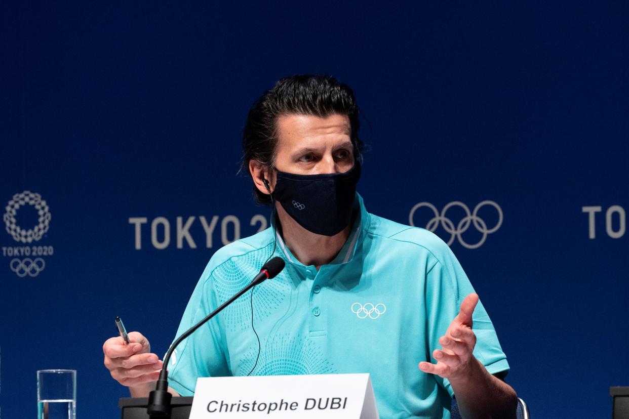 International Olympic Committee's Olympic Games Executive Director Christophe Dubi attends a press conference at the Main Press Center MPC of Tokyo 2020 in Tokyo, Japan, July 18, 2021. (Photo by Du Yu/Xinhua via Getty Images)