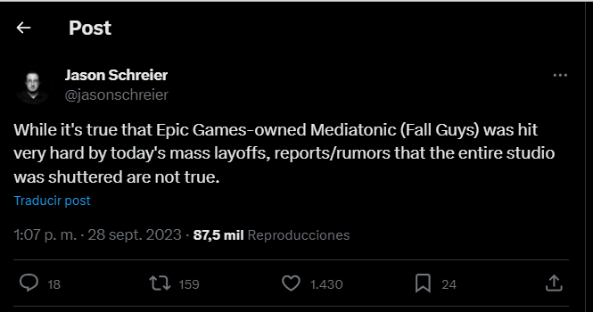 Jason Schreier aclaró la situación del eestudio