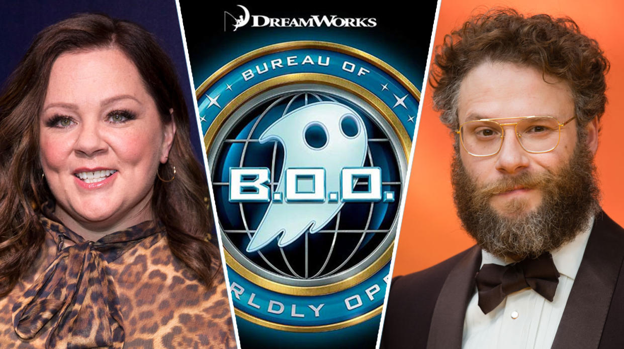 B.O.O.: Bureau of Otherworldly Operations would have starred Melissa McCarthy, Seth Rogen, and Bill Murray. (Richard Brian/Sipa USA for PA/Dreamworks/Samir Hussein/WireImage for Getty)