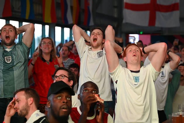 England fans react during the semi-final between England and Denmark (Photo: Leon Neal via Getty Images)