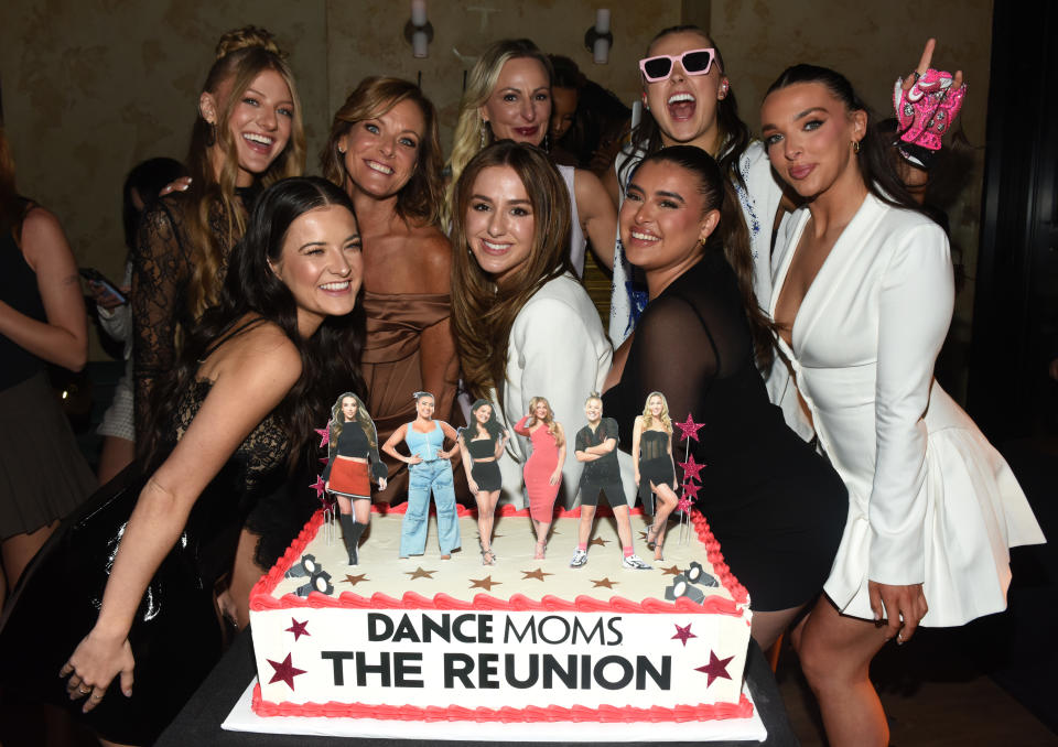 Paige Hyland, Brooke Hyland, Kelly Hyland, Chloé Lukasiak, Christi Lukasiak, Kalani Hilliker, JoJo Siwa and Kendall Vertes attend the Dance Moms: The Reunion premiere in New York.