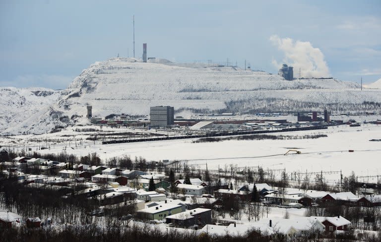 The iron ore mine of state-owned LKAB in the northern Swedish town of Kiruna on November 16, 2012. The fortunes of the 23,000-strong town are still tied to what is now the largest iron ore mine in the world, extracting enough in a day to build more than six Eiffel Towers, together with neighbouring Malmberget