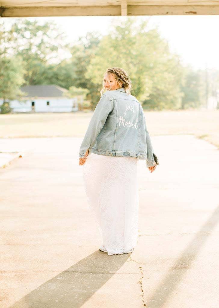 The bride's mum decorated a jean jacket (Danielle Riley Photography)