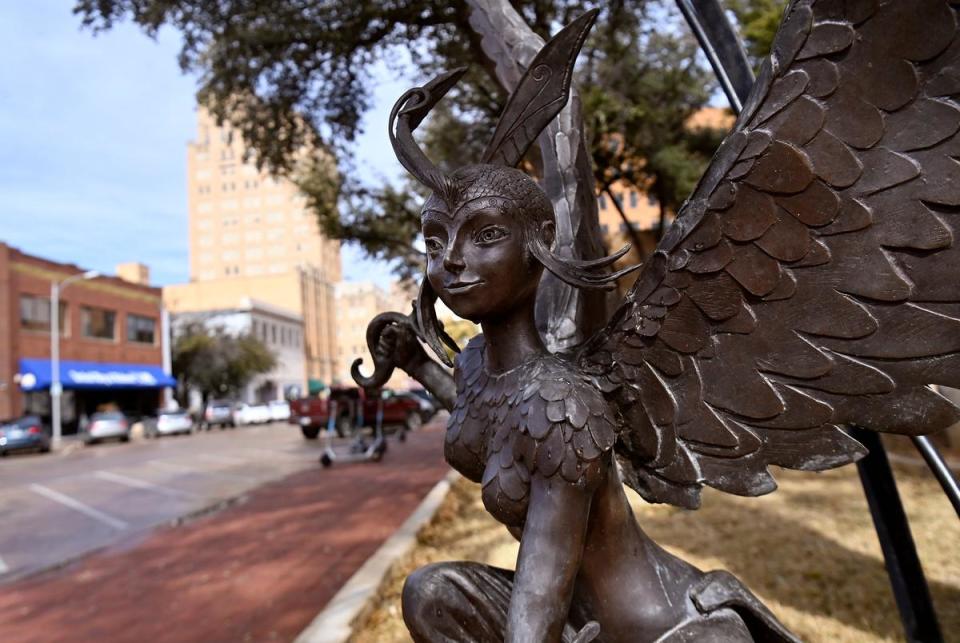 “Toothiana”, or the Tooth Fairy, one of the Storybook statues sprinkled throughout downtown Abilene, which is the official Storybook Capital of Texas, Saturday Feb. 10, 2024.