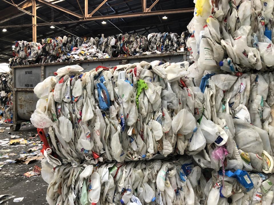 Recycled plastics are bundled for resale in a Recology plant in San Francisco | Alana Semuels/TIME