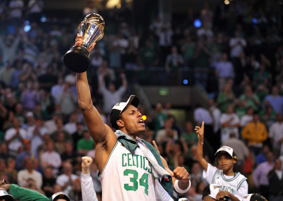 Paul Pierce's 2008 NBA Finals MVP award cemented his legacy. (Gabriel Bouys/AFP via Getty Images)