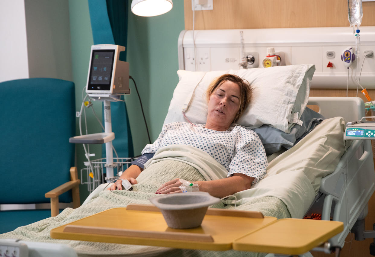 FROM ITV

STRICT EMBARGO - No Use Before Tuesday 20th June 2023

Coronation Street - Ep 1099192

Wednesday 28th June 2023

Evelyn Plummer [MAUREEN LIPMAN] hurries into A&E reception and explains that her daughter, Cassandra Plummer [CLAIRE SWEENEY] has been admitted as an emergency.  

Picture contact - David.crook@itv.com

Photographer - Danielle Baguley

This photograph is (C) ITV and can only be reproduced for editorial purposes directly in connection with the programme or event mentioned above, or ITV plc. This photograph must not be manipulated [excluding basic cropping] in a manner which alters the visual appearance of the person photographed deemed detrimental or inappropriate by ITV plc Picture Desk. This photograph must not be syndicated to any other company, publication or website, or permanently archived, without the express written permission of ITV Picture Desk. Full Terms and conditions are available on the website www.itv.com/presscentre/itvpictures/terms
