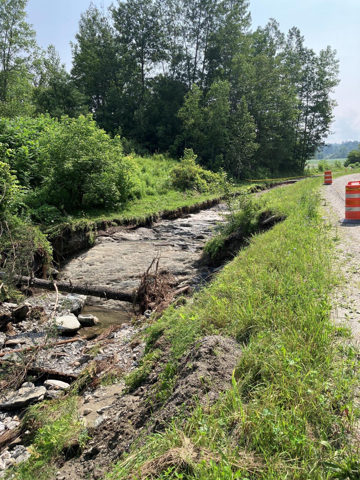 Washout of the Lamoille Valley Rail Trail near Johnson.