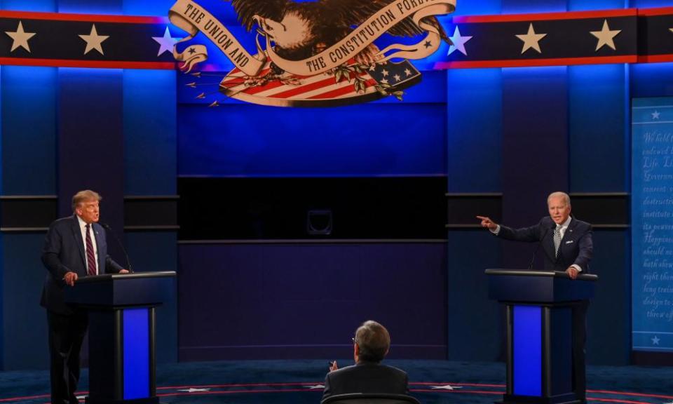 Donald Trump, left, and Joe Biden during the televised presidential debate last month.