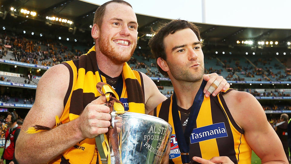 Jarryd Roughead and Jordan Lewis, pictured here celebrating the 2013 premiership for Hawthorn.