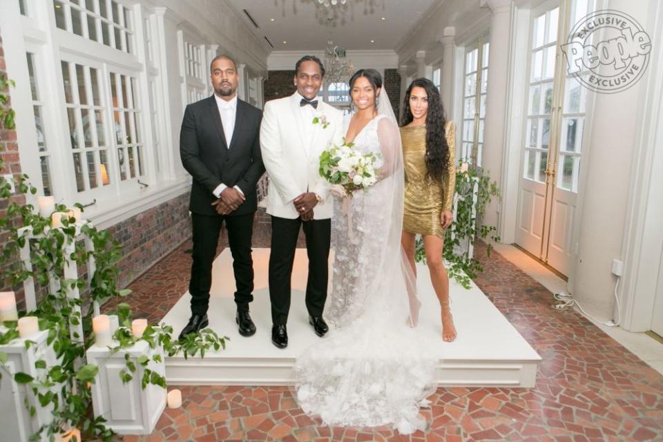 From left: Kanye West, Pusha T, Virginia Williams and Kim Kardashian