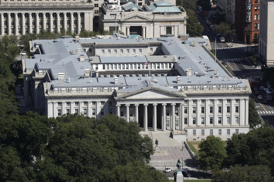 The U.S. Treasury Department building in Washington. (Patrick Semansky/AP)                                                                                                                                         