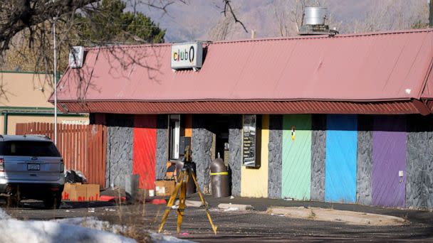 PHOTO: The door to Club Q is open as investigators continue to collect evidence after a mass shooting at the gay nightclub, Nov. 23, 2022, in Colorado Springs, Colo. (David Zalubowski/AP)