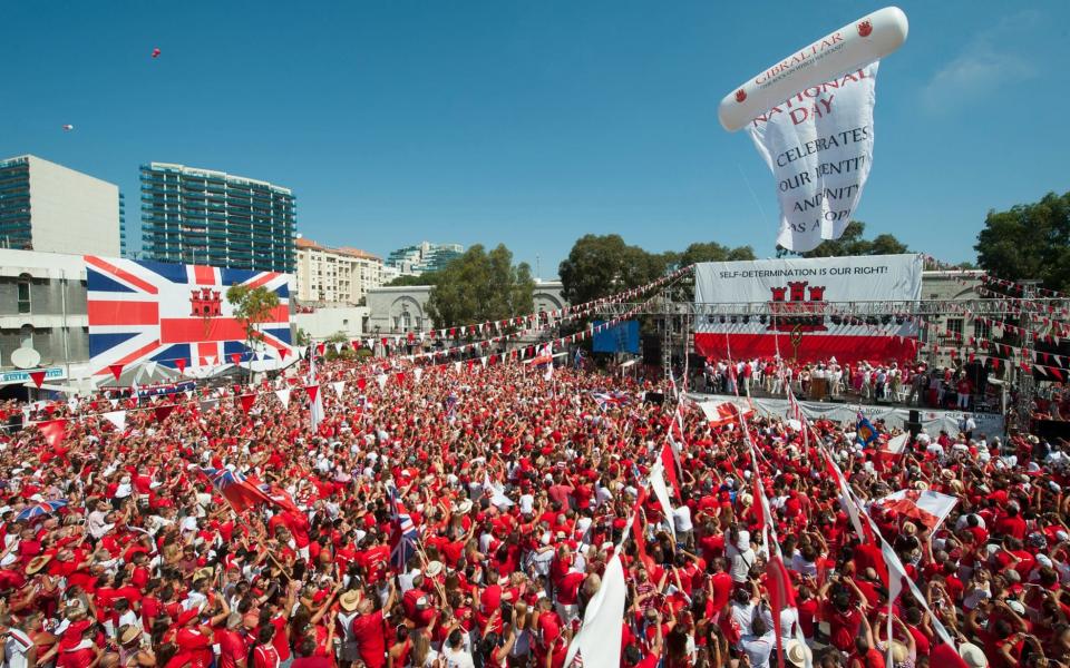 A huge crowd at Gibraltar's centenary national day celebrations - Credit: InfoGibraltar