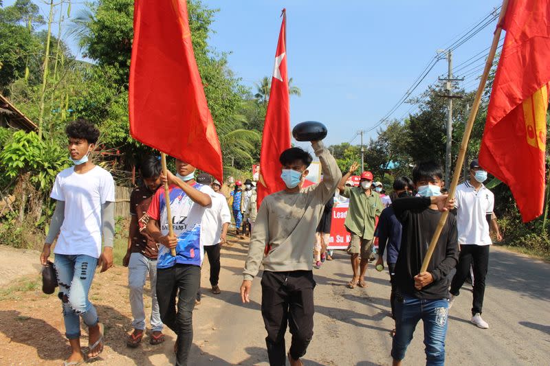 FILE PHOTO: Protest against the military coup, in Launglon township