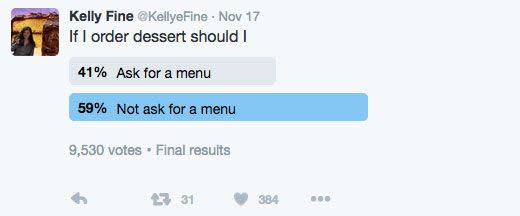 Ms Fine appeared to conduct a poll during the dateSource: @KellyeFine/ Twitter