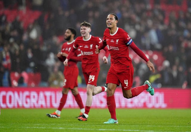 Virgil van Dijk celebrates