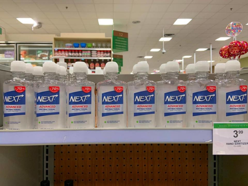 Sunday night, Next Advanced Hand Sanitizer was still on sale at the Publix at 1920 West Ave. in Miami Beach.