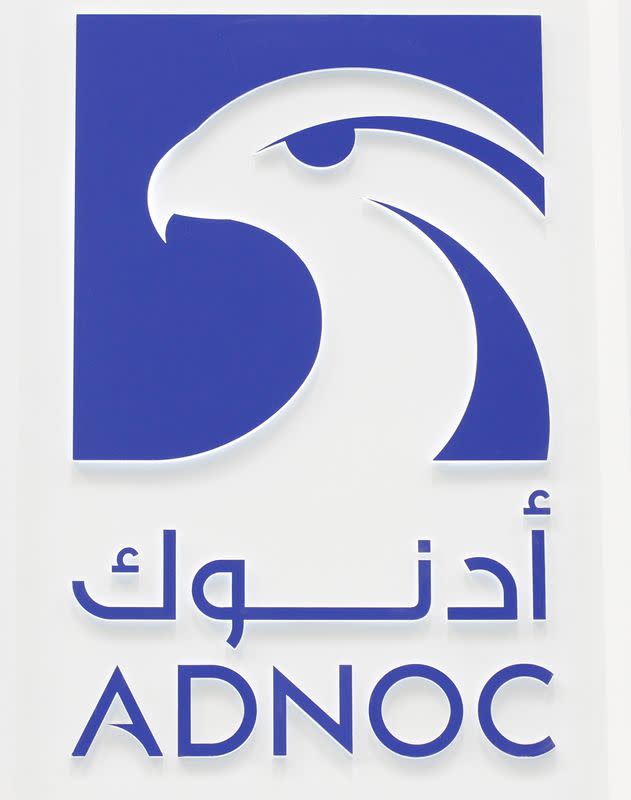 Logo of ADNOC is seen at the 20th Middle East Oil & Gas Show and Conference (MOES 2017) in Manama