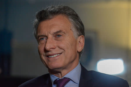 Argentine President Mauricio Macri speaks during an interview with Reuters in New York, NY, U.S. November 7, 2017. REUTERS/Stephanie Keith