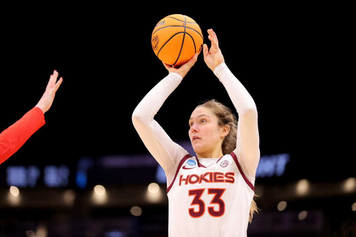 Virginia Tech Hokies center Elizabeth Kitley was a Naismith Player of the Year finalist last season. (Photo by C. Morgan Engel/NCAA Photos via Getty Images)