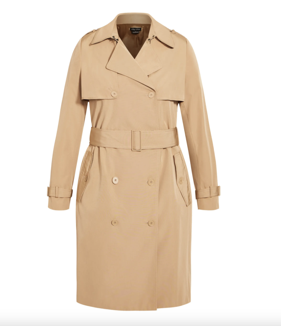 City Chic Utility Trench Coat plus size beige trench coat