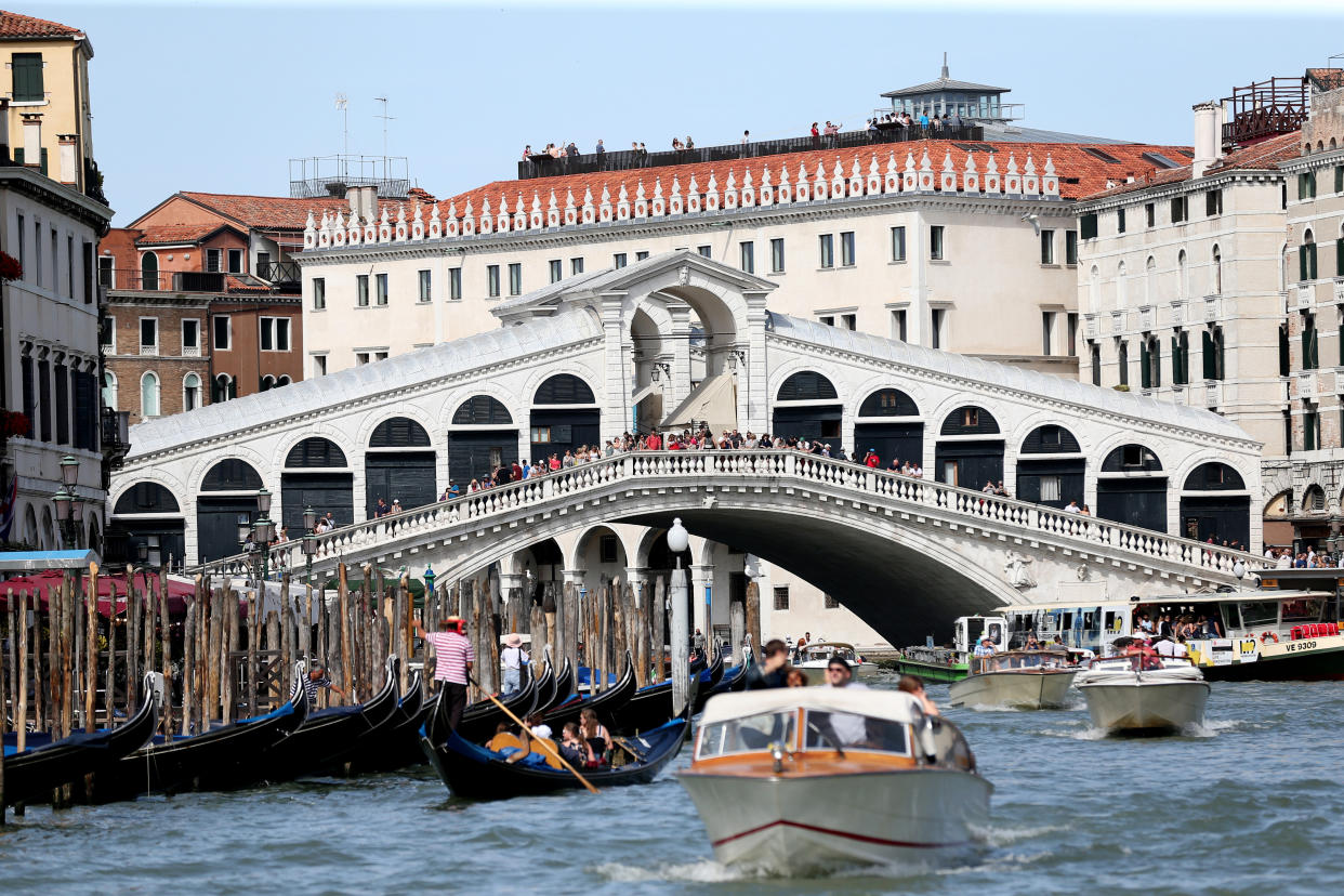 VENICE, ITALY - JUNE 14:  A general view of the Rialto Bridge on June 13, 2019 in Venice, Italy. (Photo by Gisela Schober/Getty Images)