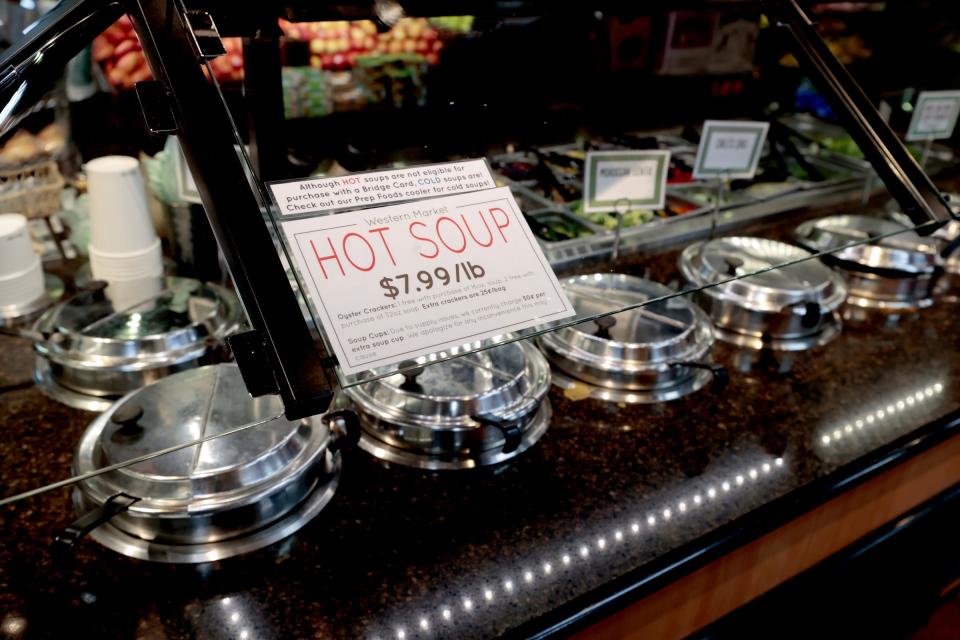 A variety of hot soups for sale at Western Market on Nine Mile Road in Ferndale on Saturday, Oct. 7, 2023. The popular grocery store is celebrating its 40th anniversary in business this year and is known for its prepared foods, butcher department and a variety of other items that many big box grocery stores do not carry.