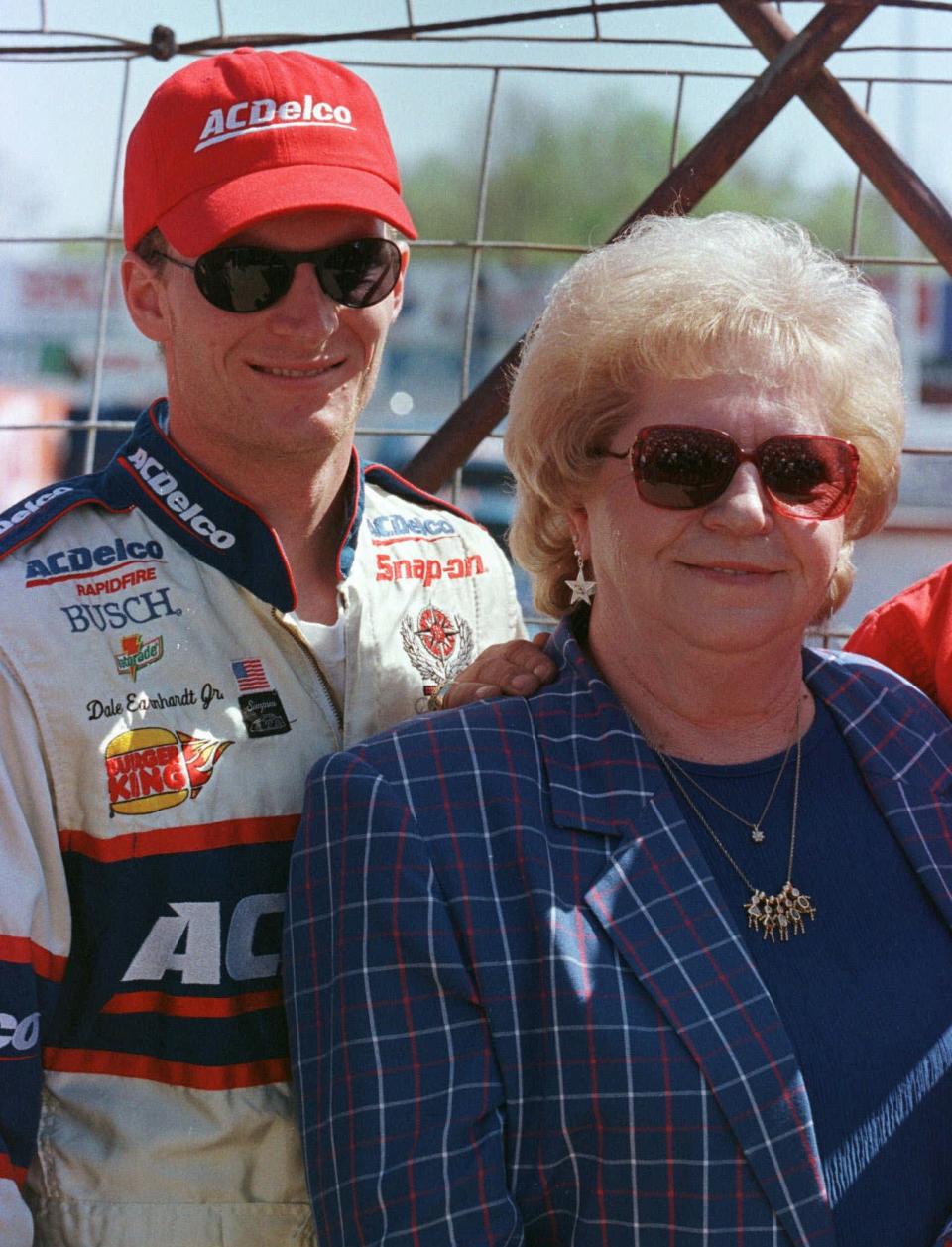 Martha Earnhardt, with grandson Dale Jr. in 1998.