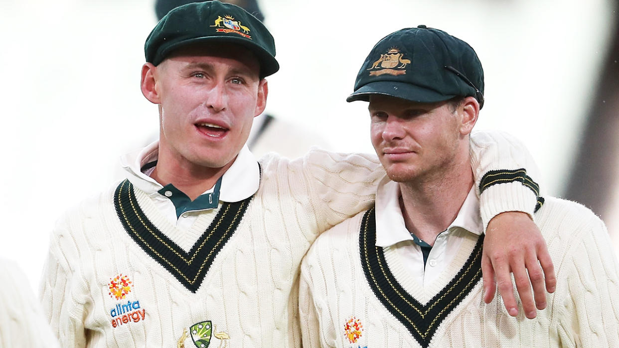 Marnus Labuschagne and Steve Smith, pictured here in action for Australia.