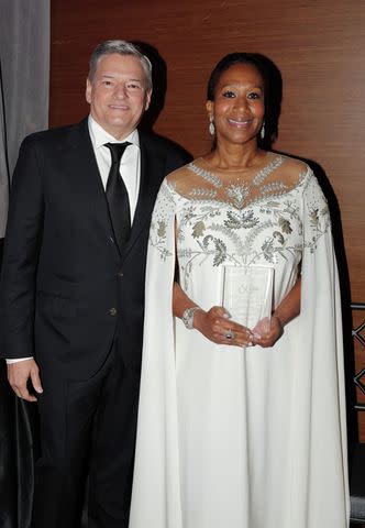 <p>Craig Barritt/Getty </p> Ted Sarandos and Nicole Avant attend Harlem School of the Art's 60th Anniversary Gala at the Ziegfeld Ballroom on May 20, 2024 in New York City.