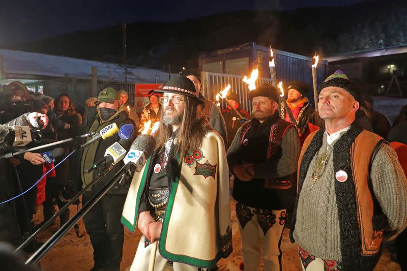 Polish highlanders hold a news conference in Zakopane