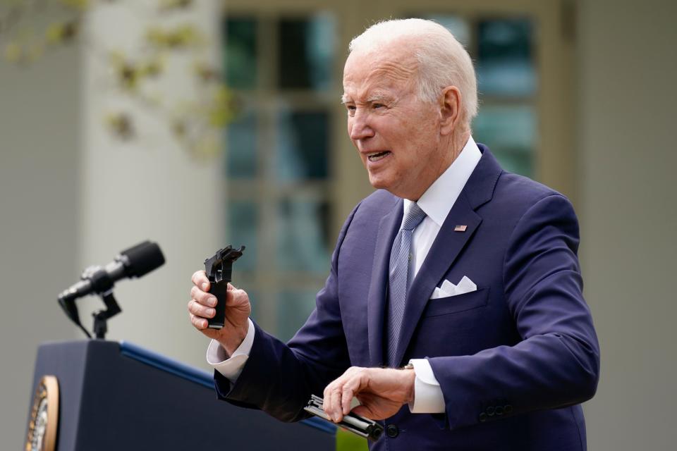President Joe Biden announces a ghost gun rule as the White House and the Justice Department are under pressure to crack down on gun deaths.