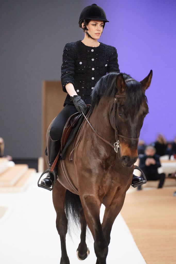 Casiraghi on the runway at Chanel spring ’22 couture. - Credit: Courtesy of Chanel