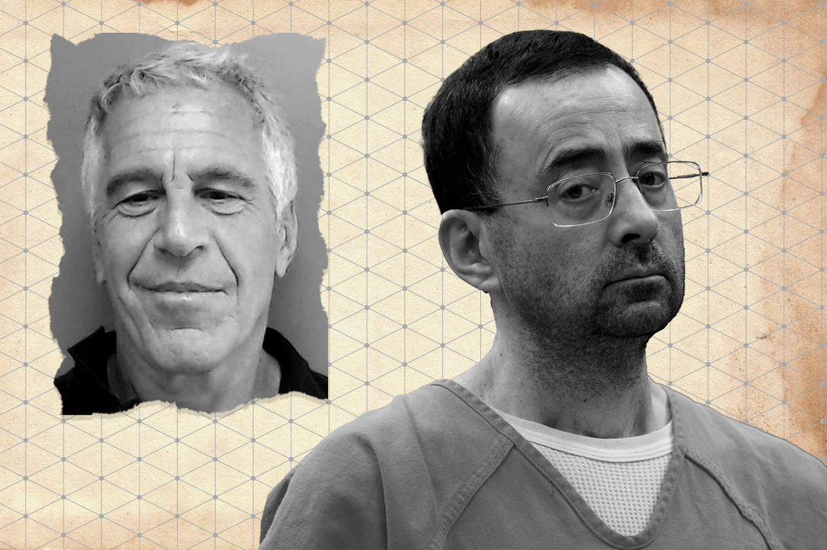 Jeffrey Epstein (inset) sent Larry Nassar (right) a letter before he killed himself in jail  (Getty)