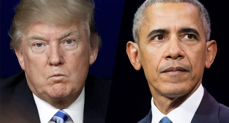 El presidente Trump y el ex presidente Barack Obama. (Fotos: Evan Vucci/AP; Stephane Cardinale/Corbis/Corbis vía Getty Images)