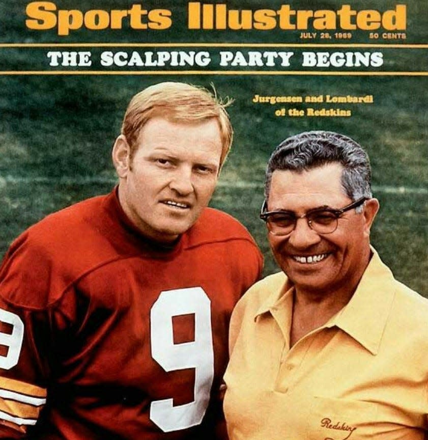 Former New Hanover High School and Washington Redskins (now Commanders) football player Sonny Jurgensen with Washington coach Vince Lombardi in 1969.