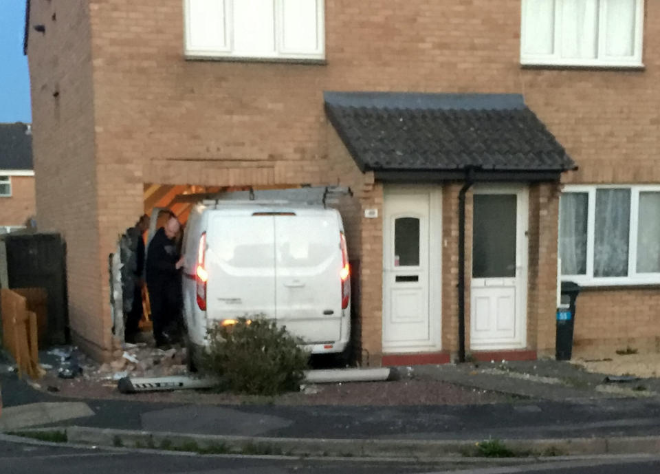 The transit van crashed into the house in Clevedon, Somerset, killing a 90-year-old woman (SWNS)