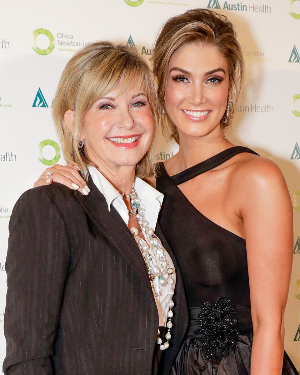 Olivia Newton-John and Delta Goodrem pictured here together last year. Source: Getty