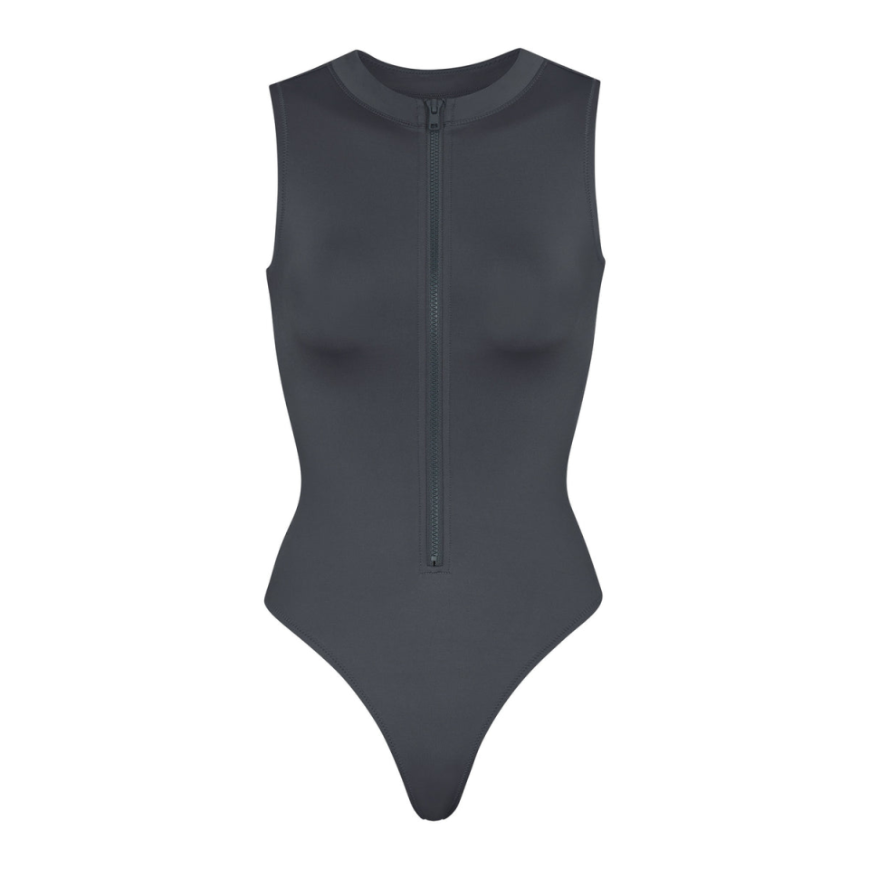 Skims Zip Front One-Piece Sleeveless Swimsuit