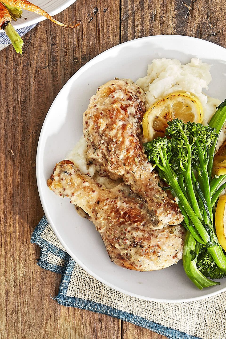 dijonsmothered chicken legs with broccolini