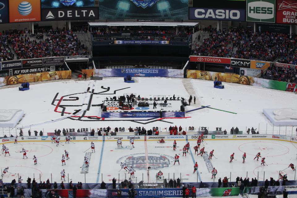 Devils vs. Rangers in the NHL's Stadium Series played at Yankee Stadium on Jan. 26, 2014.