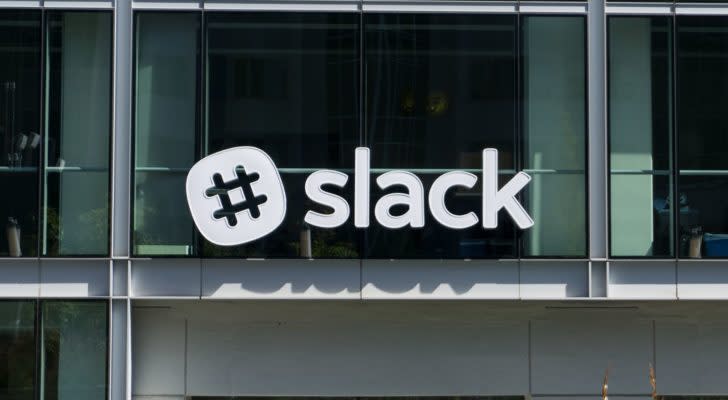 Slack (WORK) logo on a window.