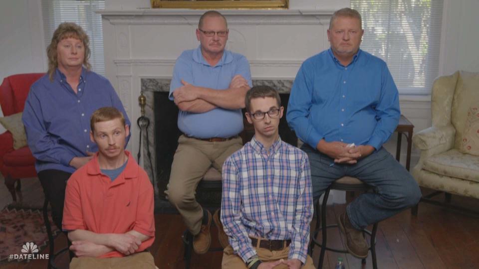 Members of the Satterfield and Harriot families during a recent television interview.