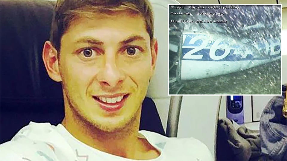 Emiliano Sala’s body was recovered from the wreckage. Image: AFP