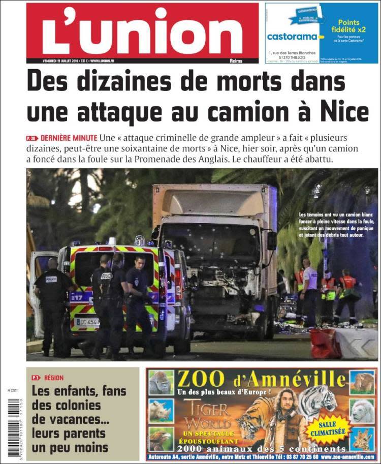Attaque de Nice : la presse sous le choc