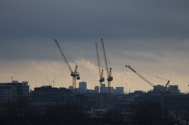 FILE PHOTO: A view of construction cranes in London
